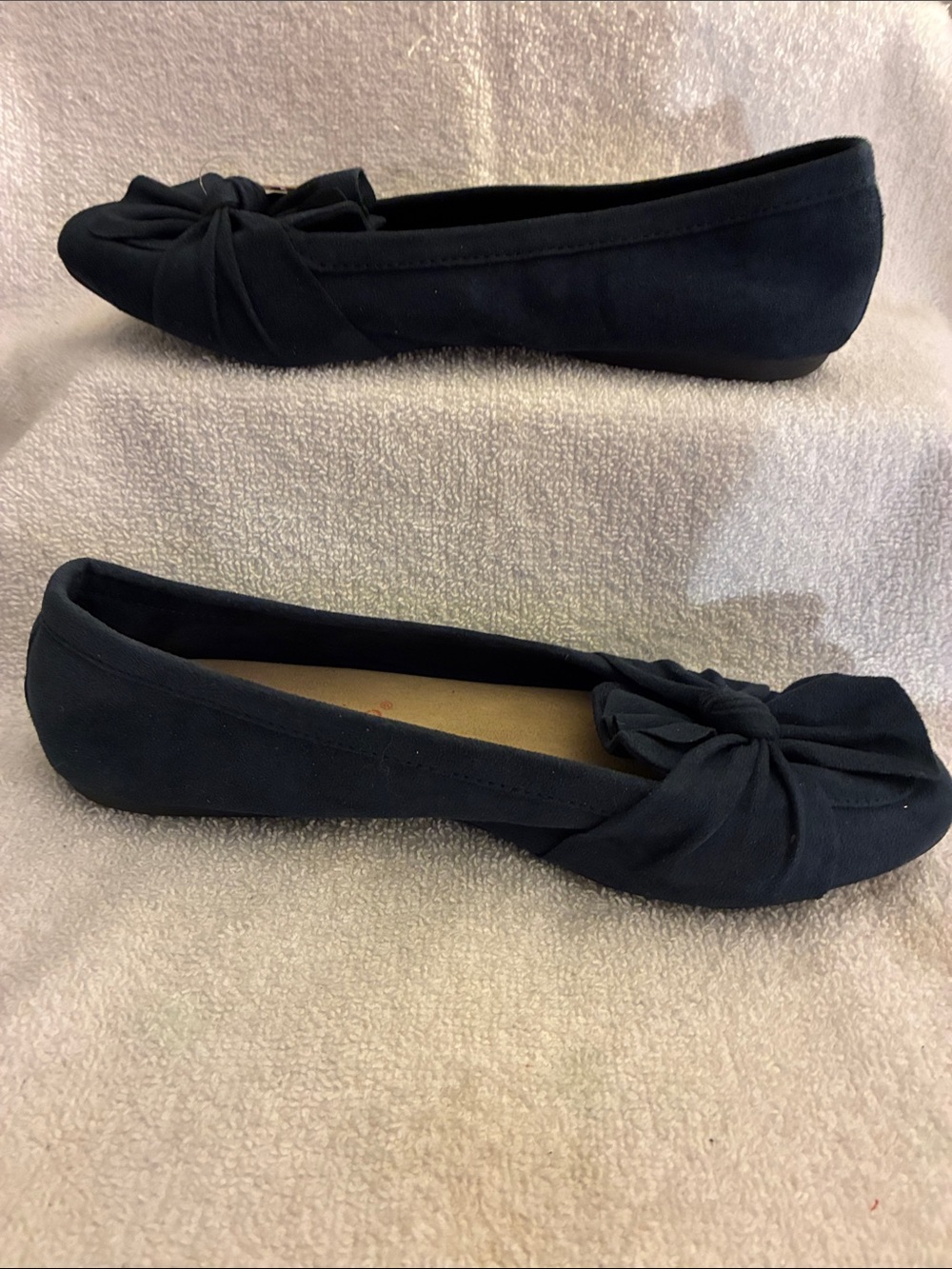 Jellypop Azari  Loafer Navy Blue knot-Twist Ballet Flats w/memory foam cushion